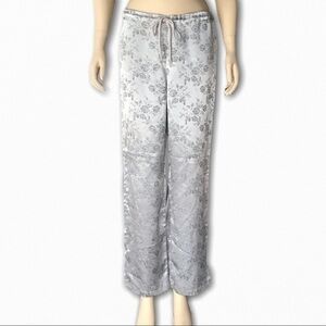 Victoria’s Secret Vintage 2001 Silver Floral Pajama Tie Waist Pants Size Small